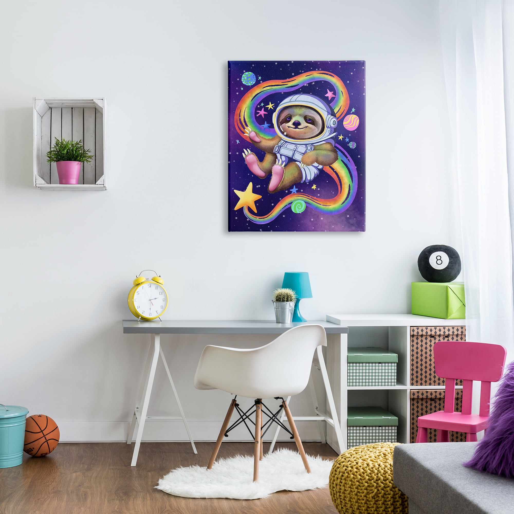 Stupell Industries Sloth in Outer Space Animals & Insects Painting Gallery Wrapped Canvas Art Print Wall Art, 30 x 40