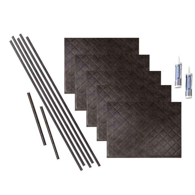 FASÄDE Quilted Decorative Vinyl Backsplash 15 sq ft Kit in Smoked Pewter