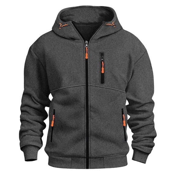 Chiccall Casual Fleece Hoodies for Men Full Zip Long Sleeve Sweatshirt with 3 Zipper Pockets Workout Hooded Jacket