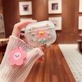 thumbnail image 5 of Compatible with AirPods Pro Clear Case, 3D Flowers and Pink Floral Pattern Design with Cute Cartoon Flower Keychain, Soft TPU Protective Shockproof Case for Airpod Pro for Girls Women, 5 of 9