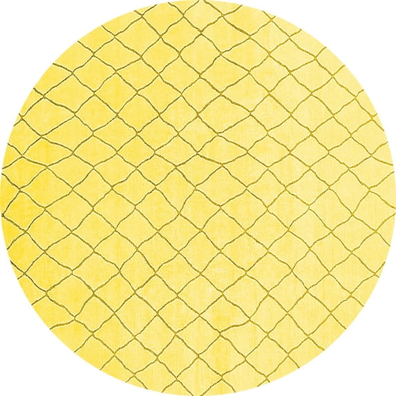Ahgly Company Indoor Round Oriental Yellow Industrial Area Rugs, 5' Round