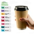 thumbnail image 2 of [150 Pack] 16oz Disposable RippIe Paper Hot Coffee Cups with Black Dome Lids - Double Walled Insulated Disposable Hot Tea Cups - Bio Degradable, Eco Friendly, Beverage, To Go, Large Coffee Cups, 2 of 8