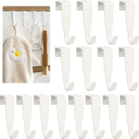 16 Pcs Over the Door Hook, S Shaped Hooks, Stainless Steel Over the Door Hooks, Bathroom Towel Hook for Standard Door, Drawer, Cupboard, Wardrobe, Kitchen