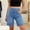 03-Light Blue, variant on Bermuda Jean Shorts -Women High Waisted Cozy Tummy Control Stretchy Pull On Denim Jean Shorts Knee Length Jorts with Pockets 03-Light Blue L