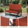 thumbnail image 4 of SUNCROWN Outdoor Swing Glider Chair, Patio 2 Seats Loveseat Rocking Chair with Cushions, Steel Frame Furniture-Red, 4 of 14