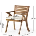 thumbnail image 6 of JERFIT 2-Piece Outdoor Dining Chairs Set with Cushions, Acacia Wood Armchairs for Patio Garden Poolside, Teak Finish & Cream Waterproof Fabric, 6 of 10