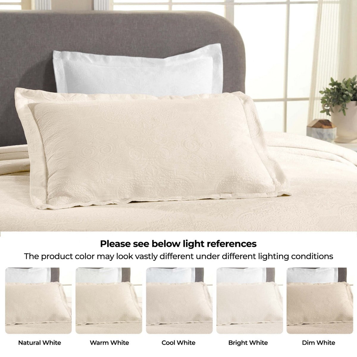 Superior 2-Piece Florin Cotton Matelasse Ivory Bedspread Set, Twin