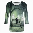 thumbnail image 4 of Godom Crew Neck Fall T-Shirt for Women Family Halloween Tops 3/4 Length Sleeve Pumpkin Graphic Tees, 4 of 4