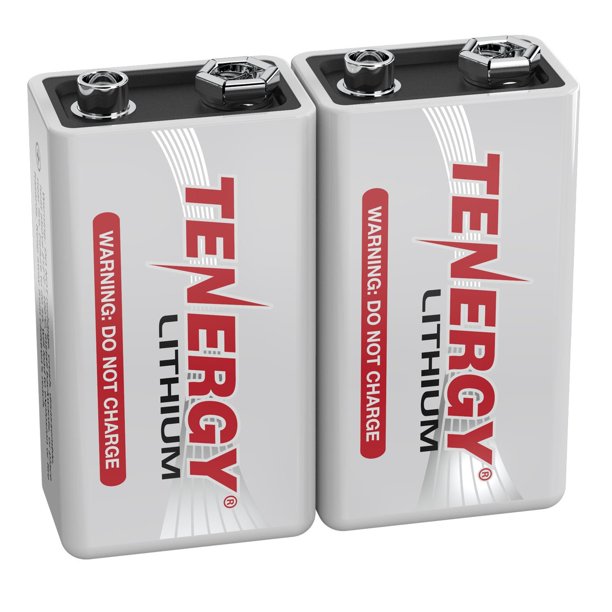 2Pack, Tenergy 9V Lithium Battery, 1200mah with 10 years shelf life