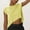 Yellow, variant on Abomasnow Women's Cropped T-Shirts Casual Cap Sleeve Crewneck Crop Tops Summer Solid Color Basic Workout Blouses