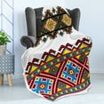 thumbnail image 4 of Ethnic Soft Flannel Fleece Throw Blanket, Retro Ukrainian Ornament Traditional Cultural Folklore Heritage Design, Cozy Plush for Indoor and Outdoor Use, 70" x 90", Multicolor, by Ambesonne, 4 of 5