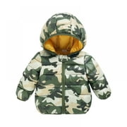 Toddler Children's Cartoon Hooded Cotton Jacket/Warm Outerwear/ Long Sleeve Casual Jacket/Camouflage Coat/Windproof Clothing Warm Outerwear With Cute Printed for 6M-5T