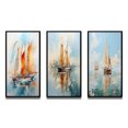 thumbnail image 2 of Designart "Watercolor Sails Sailboat" Nautical & Beach Framed Wall Art Set Of 3 - Multi-Color Boat Sailing Frame Gallery Set For Office Decor, 2 of 6