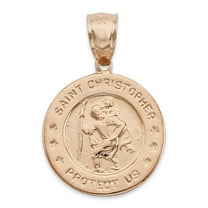 Solid 10K Rose Gold Saint Christopher Pendant