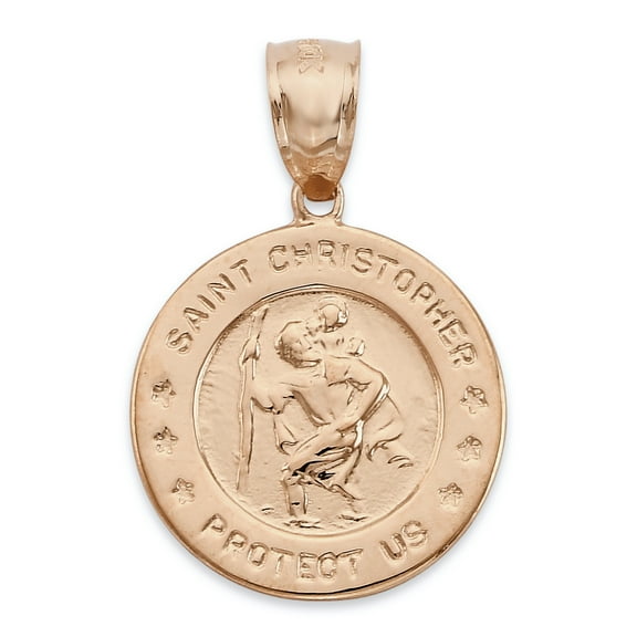 Solid 10K Rose Gold Saint Christopher Pendant