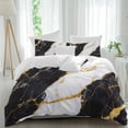 thumbnail image 2 of Black Marble Bedding 3 Piece Duvet Cover Set Queen Size, Luxury Gold White Abstract Cracks Artwork Soft Microfiber Comforter Cover with Zipper Closure & Pillowcases, FadeResistant Quilt Cover, 2 of 9