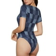 thumbnail image 3 of Daiia Blue Gingham Buffalo Check Women'S Crew Neck Short Sleeve Slim Fit T Shirts Tops Basic Bodysuit Leotard Clothing-Xx-Large, 3 of 9