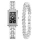 thumbnail image 1 of Ivpai Reloj femenino con esfera cuadrada de cuarzo y correa de aleación con pulsera de diamantes de imitación (negro plateado), 1 of 5