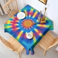 thumbnail image 2 of Rainbow Tie Dye Mandala Pattern Square Tablecloth,Waterproof Square Table Cover,Wipeable Spillproof Washable Table Cover for Home Kitchen Party Decor 52"x52"(132x132cm), 2 of 6