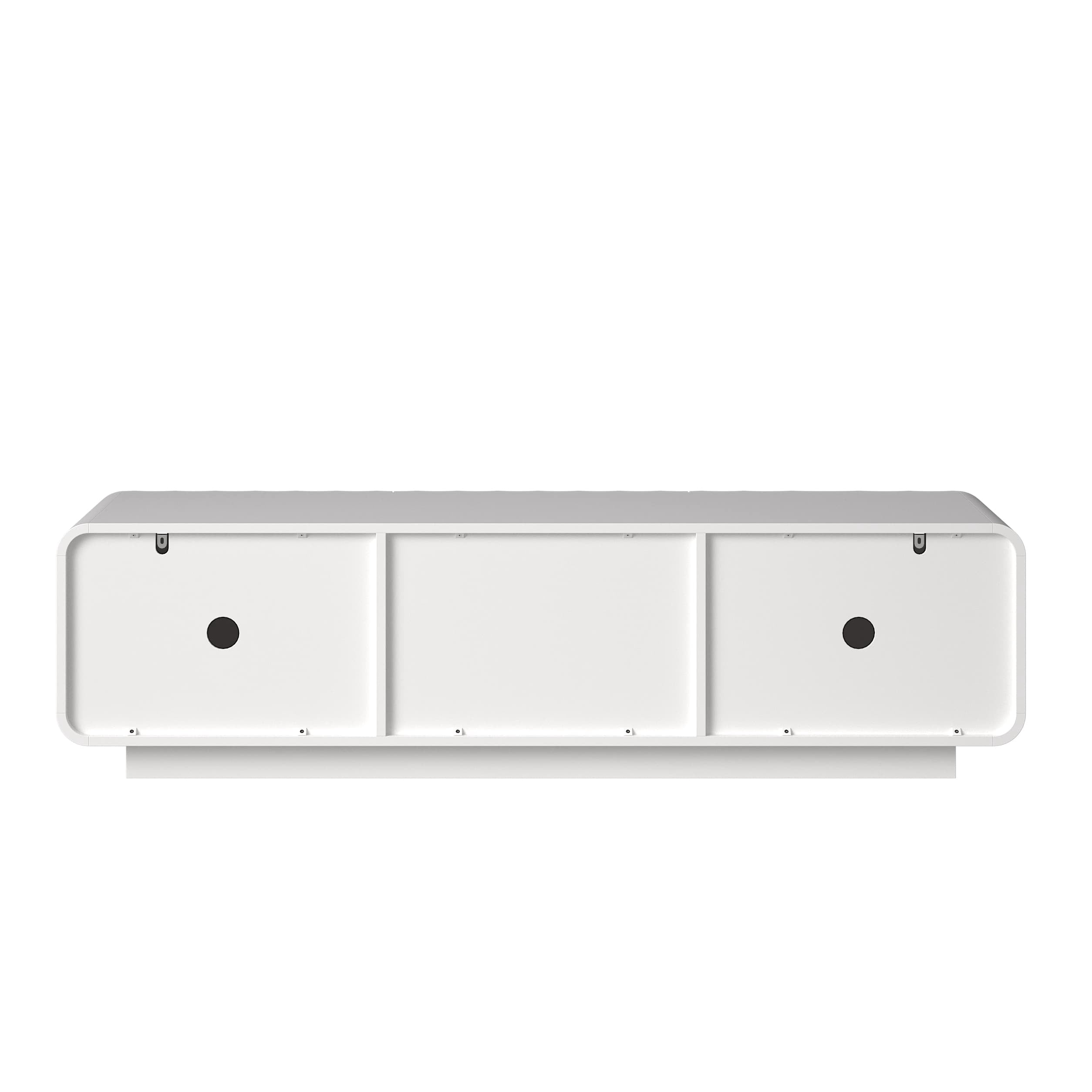Aukfa TV Stand for TVs up to 65",Entertainment Center,3D Spiral Wave, Rounded Corners,White