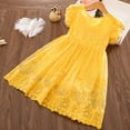 thumbnail image 4 of Aayomet Flower Girl Dresses For Wedding Baby Princess Kids Bow Lace Sleeve Flower Fly Dress Party Fashion Dresses Girls Girls,Yellow 3-4 Years, 4 of 5