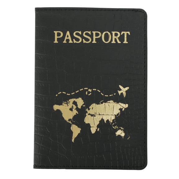 Unique Bargains 1 Pc Passport Holder Texture Pattern Passport Sleeve Black