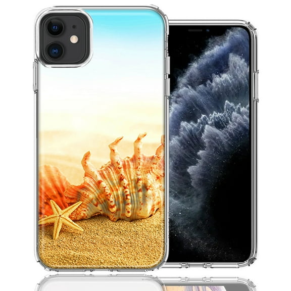 MUNDAZE For Apple iPhone 11 Beach Shell Design Double Layer Phone Case Cover