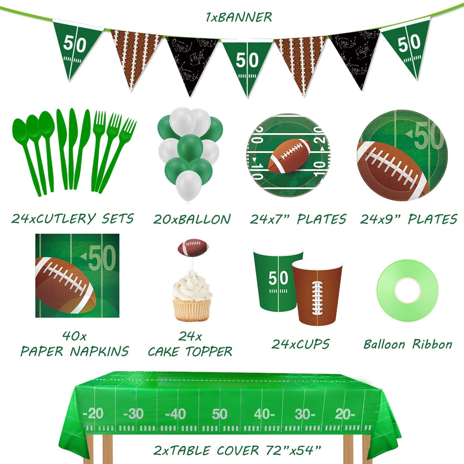 football party supplies and decorations set-include tablecover