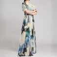 thumbnail image 5 of Bohemian resort style tie-up Lolita full skirt printed dress, 5 of 5