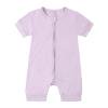 thumbnail image 1 of Girls Rompers Summer Solid Zipper Sleeper Jumpsuit Short Sleeve Onesie Outfits Light Purple Soft Newborn Clothes, 1 of 3