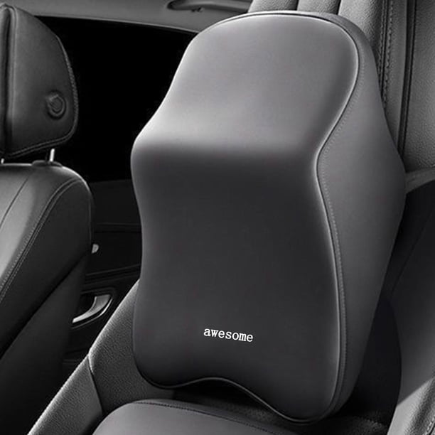 Almohada para el cuello del coche de espuma, soporte lumbar protector para la espalda, cojín transpirable para el reposacabezas del coche, alivia el estrés, cojín para asiento de coche, negro