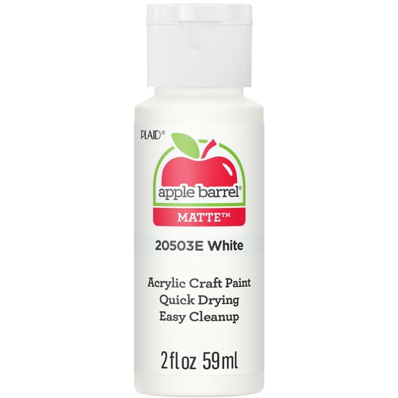 Apple Barrel Acrylic Craft Paint, Matte Finish, White, 2 fl oz