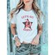 thumbnail image 1 of Camiseta gráfica "Let's Go Girls" para mujer - Top rosa informal de manga corta y cuello redondo con diseño de estrella y plátano, ideal para verano y primavera. Camisetas informales., 1 of 9