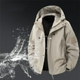 thumbnail image 4 of Fmbrln Mens Fashion Casual Waterproof and Windproof Jackets Long Sleeve Hooded Rain Coat Lounge Outdoor Hiking Windbreaker Jackets with Zipper Pockets Khaki S, 4 of 4