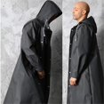 thumbnail image 2 of Men Waterproof Long Rain Coat Hooded Rain Coat Black Trench coat Jacket Outdoor Hiking, 2 of 7