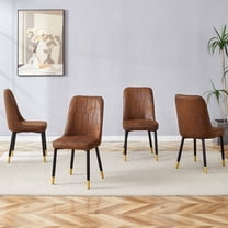 Modern Brown Velvet Dining Chairs - 4-Pack with Black Metal Legs