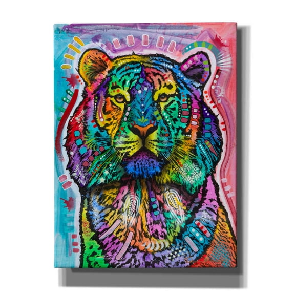 Epic Graffiti 'Curious Tiger' by Dean Russo, Canvas Wall Art, 12"x16"