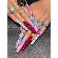 thumbnail image 4 of 10pcs Handmade Extra Long Press-On Nails 3D Floral & Bubble Design Reusable Luxury Fake Nails, 4 of 7