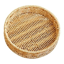 Fruit Plate Storage Basket Round Woven Tray Home Decoration Khaki