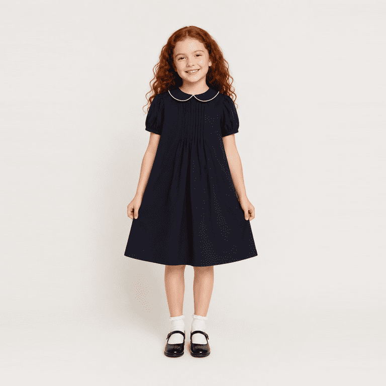 Littlespring Toddler Girls Short Sleeve Dress Peter Pan Collar School Uniform Dresses Casual Solid Navy Blue 3T Littlespring Toddler Girls Short Sleeve Dress Peter Pan Collar School Uniform Dresses Casual Solid Navy Blue 3T