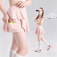 thumbnail image 3 of Kids Girls Tennis Skirts with Built-in Shorts Casual High Waist Ruffle A-line Skorts with Pockets, Workout Sports Running Skorts for Girls 5-6 Years, 3 of 5
