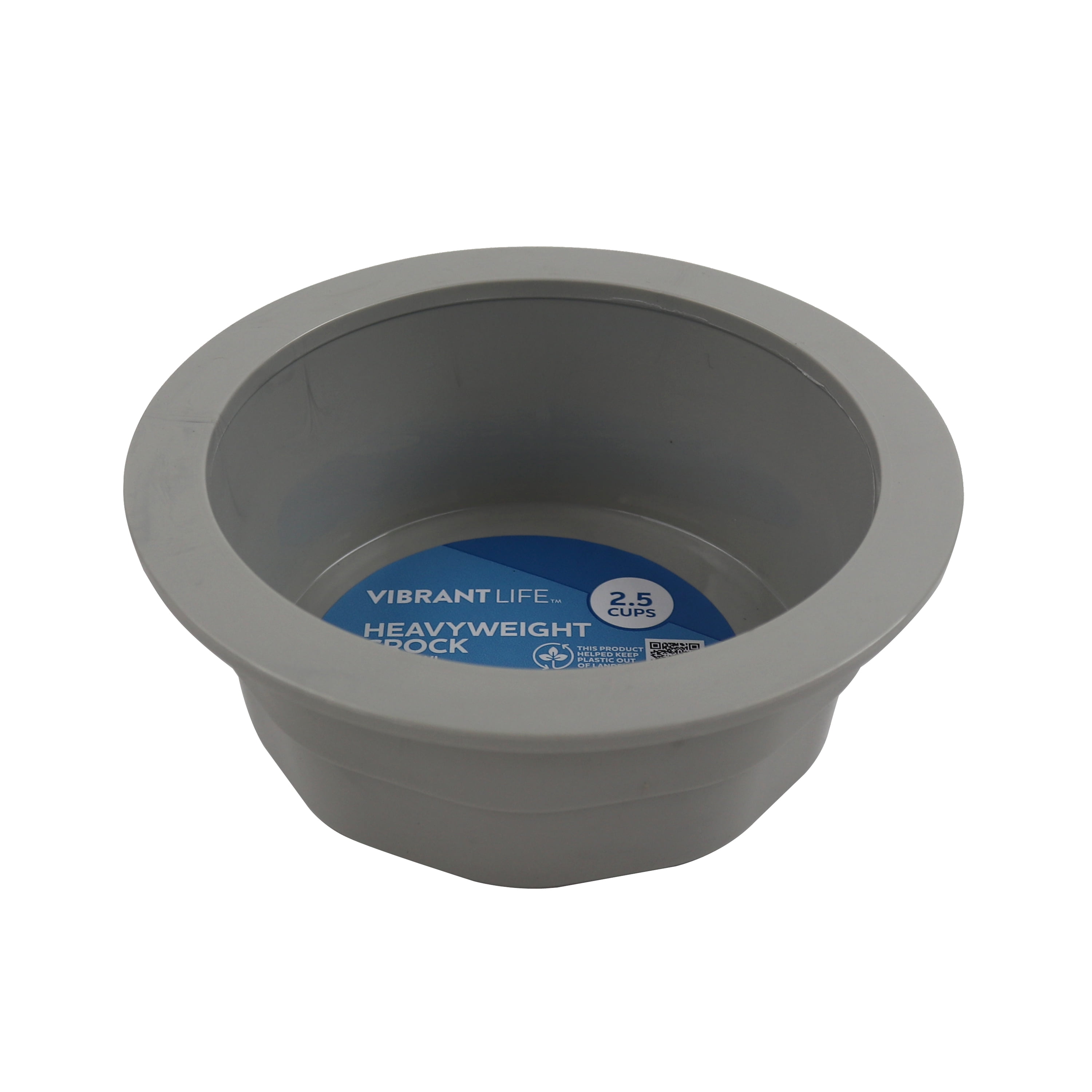 Vibrant Life Small Crock Bowl, Gray, 2.5 Cup  Capacity