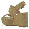 thumbnail image 3 of Soda Women High Heels Wedges Anke Strap open Peep Toe Hidden Platform SAILOR-S Beige Nude Camel 5.5, 3 of 3