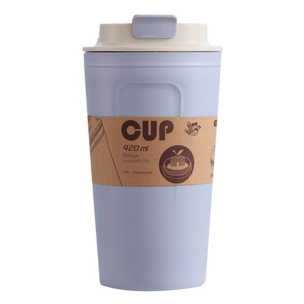 Ounissouiy Botella de café de bambú con tapa a prueba de fugas agua coche casa vaso de plástico superficie lisa bebida viaje deportes Camping Juegos de servir café y té Azul Ounissouiy HA081745-02