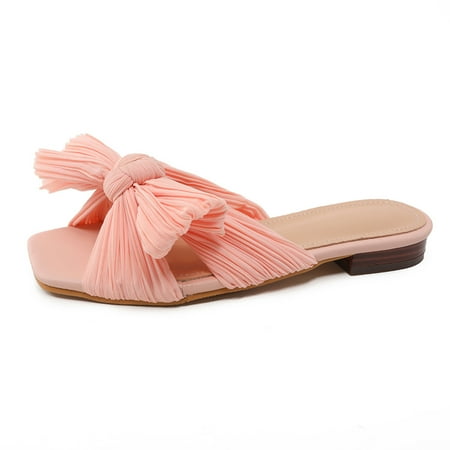 

Women s Bows Flat Sneakers Fashion Open Toe Slippers Outdoor Beach Shoes