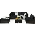 thumbnail image 6 of Patiojoy 6PCS Patio Rattan Furniture Set Outdoor Sectional Sofa Set w/Coffee Table & Ottoman Black, 6 of 6