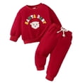thumbnail image 1 of YOUSNH Ensemble de Vêtements pour Enfants Garçons Noël Manches Longues Imprimés Lettres Mignons Chandails en Molleton Haut Pantalon Ensemble 2 Pcs Tenue Décontractée Garçons Rouge 12-18 Mois, 1 of 9