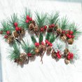 thumbnail image 1 of Corona navideña de frutos rojos, simulación de agujas de pino, ramo de flores de pino hecho a mano, material de decoración para bodas en casa, pequeños accesorios, 1 of 5