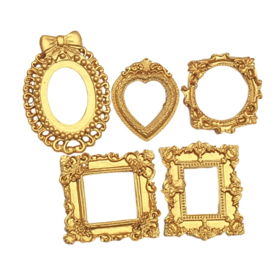 Vintage Gold Picture Frame with Embossed Heart and Bow Design, Ornate Hollow Border Photo Holder, Retro Desktop Decorative Frame for Wedding or Home Gallery