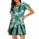 thumbnail image 1 of Balery Teal Cactus Camisón de manga corta con cuello redondo para mujer, cómodo y elegante., 1 of 6